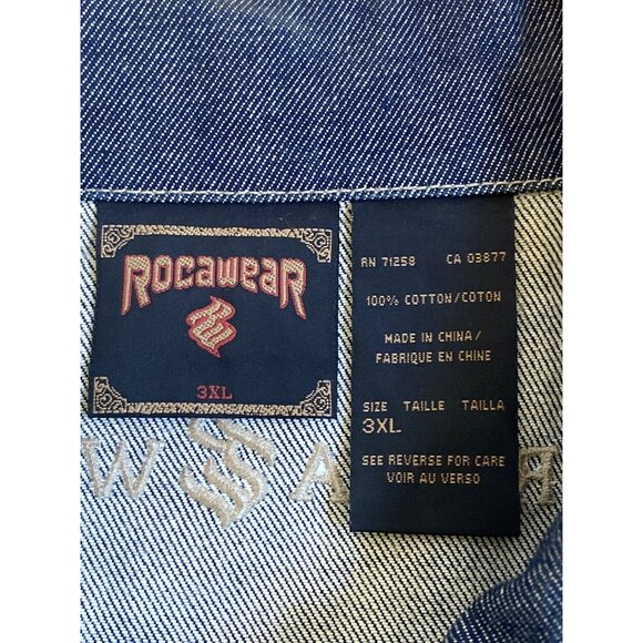 Rocawear Blue and White Denim Zip Up Jean Jacket sz 3xl - Picture 7 of 8
